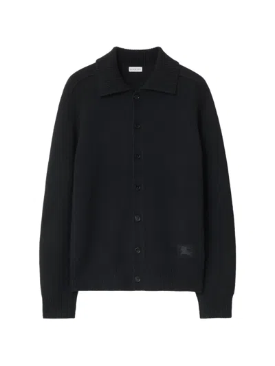 Burberry Cashmere Ekd-embroidered Cardigan In Black