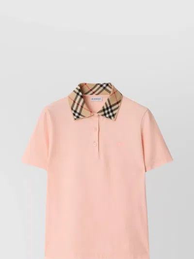 Burberry Collared Check Ribbed Short Sleeves