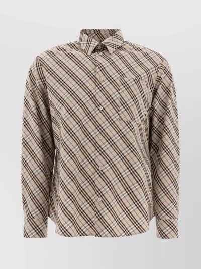 Burberry Collared Checked Shirt With Pocket And Long Sleeves In Huskipcheck