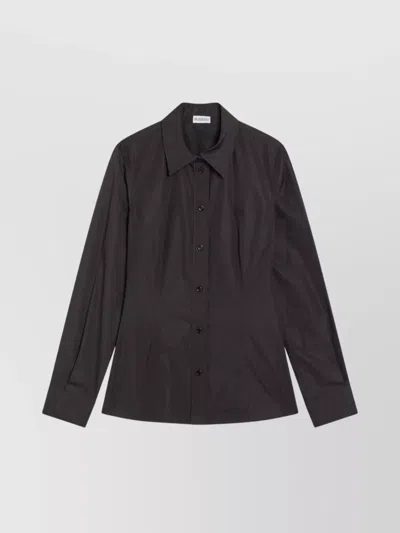 Burberry Collared Cotton Shirt With Long Cuffed Sleeves In Black