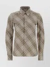 Burberry Women Beige Shirt With Pointed Collar And All-over Check Motif In Cotton Woman In Multi