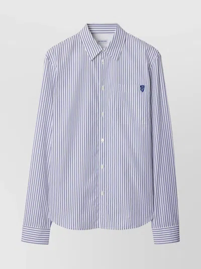 Burberry Collared Shirt With Pocket And Long Sleeves In Blue