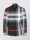 Burberry Somerton Shirt In Black White And Red In Grey