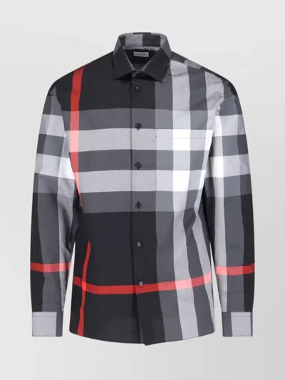BURBERRY COLLARED SHIRT WITH POCKET AND LONG SLEEVES