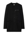 Burberry Collarless Tailored Wool Jacket In Black