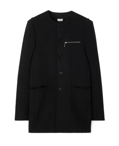 BURBERRY COLLARLESS TAILORED WOOL JACKET