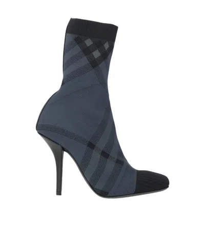 Burberry Color Block Ankle Boots In Blue