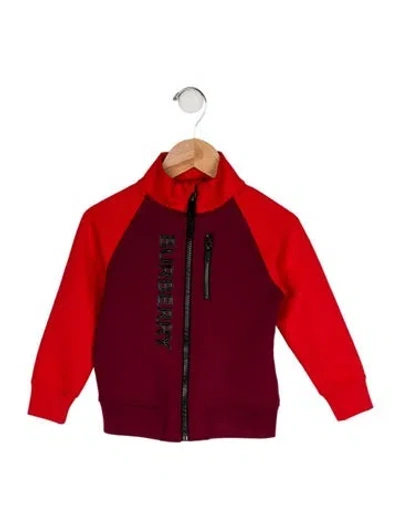 Pre-owned Burberry Babies' Color Block Pattern Casual Jacket In Burgundy
