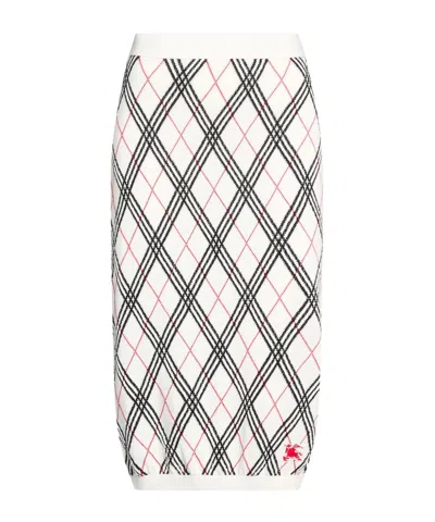 Burberry Color-block Knit Pencil Skirt In White