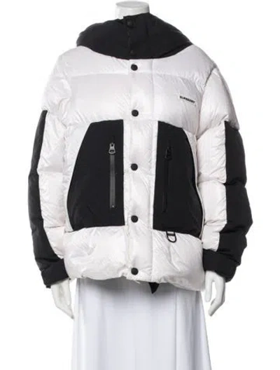 Pre-owned Burberry Colorblock Pattern Down Jacket In White