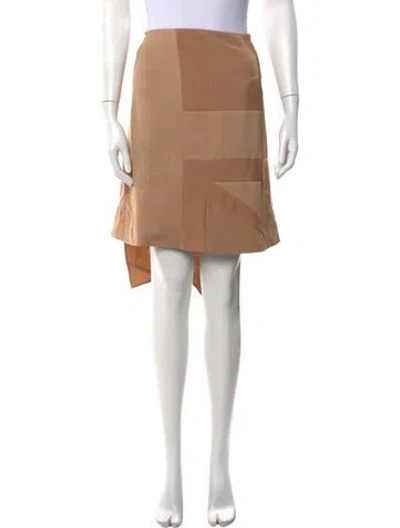 Pre-owned Burberry Colorblock Pattern Midi Length Skirt W/ Tags In Neutral