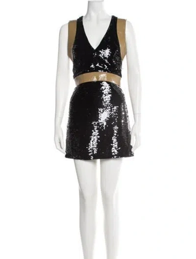 Pre-owned Burberry Colorblock Pattern Mini Dress In Black