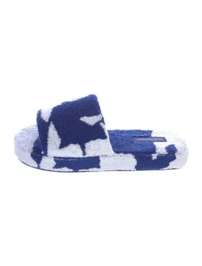 Pre-owned Burberry Colorblock Pattern Slides In Blue