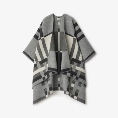 Burberry Colour Block Check​ Wool Cape