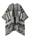 Burberry Colorblock Stripe Wool Cape In Gray
