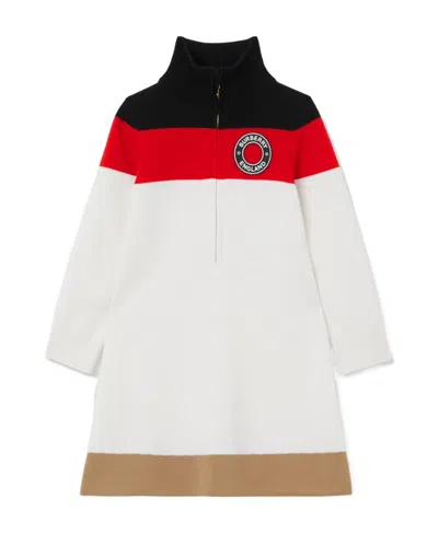 Burberry Colour-block Knitted Dress In White