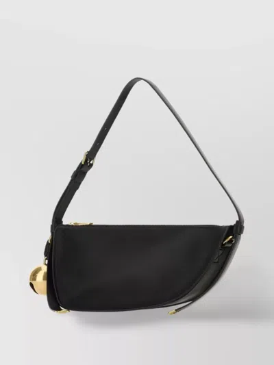 Burberry Compact Leather Shield Crossbody In Black