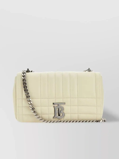 Burberry Compact Lola Crossbody In Quilted Leather In Cream