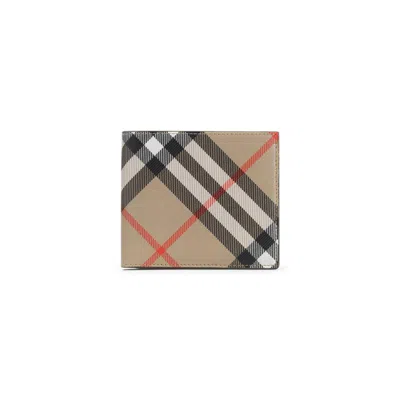 Burberry Compact Wallet With Classic Check Pattern In Neutrals | ModeSens