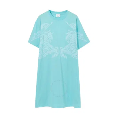 Burberry Connie Mirrored Ekd Print Cotton T-shirt Dress In Blue