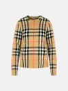 Burberry 'constance Check' Beige Cashmere And Wool Sweater In Brown