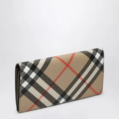 Burberry Continental Large Wallet In Check Beige Men In Cream