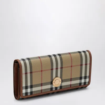Burberry Continental Wallet Beige Check Pattern