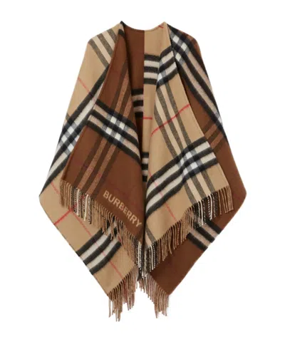 BURBERRY BURBERRY CHECKED FRINGED-EDGE CAPE