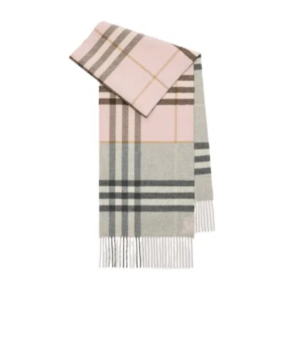 BURBERRY CONTRAST CHECK CASHMERE SCARF