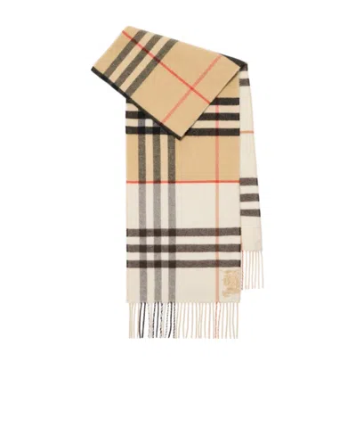 Burberry Contrast Check Cashmere Scarf In Brown