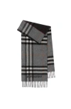 Burberry Cashmere Contrast Check Scarf In Gray