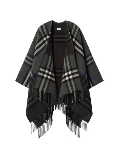 Burberry Contrast Check Cashmere Wool Cape In Multi