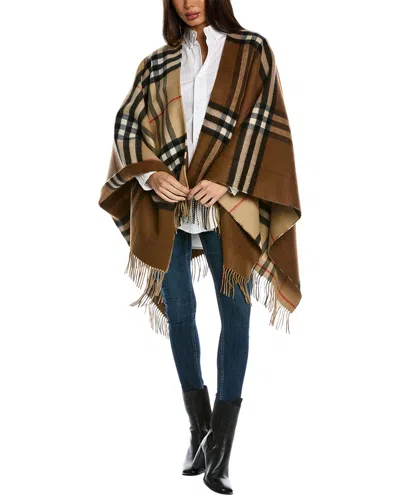 Burberry Contrast Check Wool & Cashmere-blend Scarf In Beige