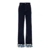 Burberry Contrast Cuff Denim Trousers In Purple/blue