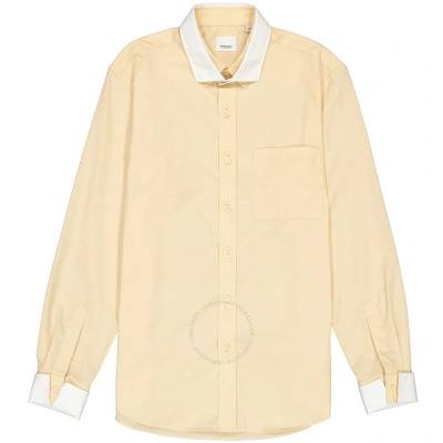 Burberry Contrast Double Collar Cotton Poplin Shirt In Buttermilk