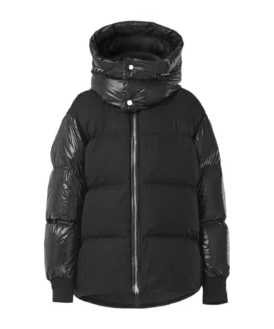 Burberry Contrast-panel Cotton-gabardine Puffer Jacket In Black