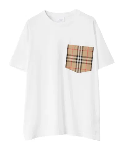 Burberry Contrast-pocket Short-sleeve Cotton T-shirt In White
