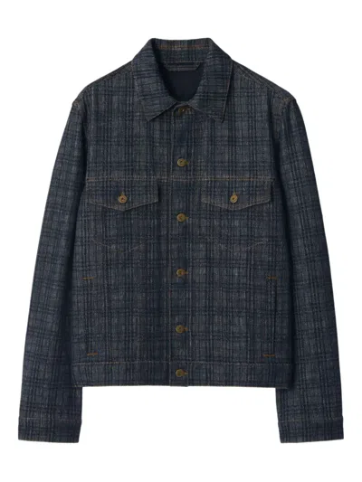 Burberry Contrast-stitching Jacket In Blue