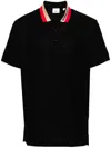 Burberry Logo Intarsia-knit Short Sleeved Polo Shirt In Black