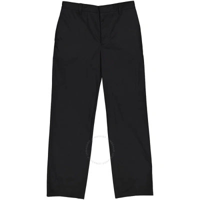 Burberry Contrasting Quote Detail Cotton Trousers In Black