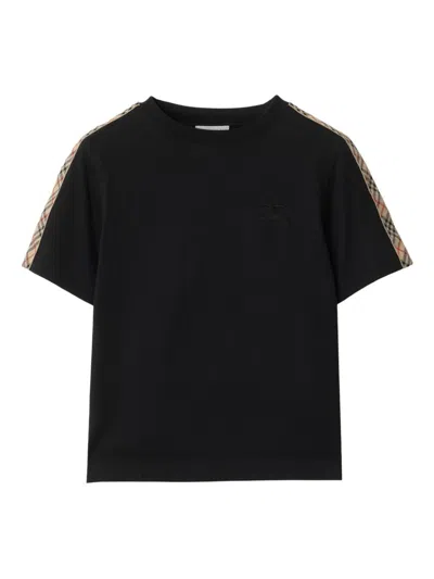 Burberry Contrasting Trim Crew Neck Short Sleeve T-shirt For Girls In Black
