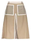 Shop Burberry Contrasting-trim Midi Skirt In Neutrals