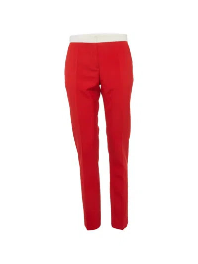 Pre-owned Burberry Contrast-waistband Trousers In Red
