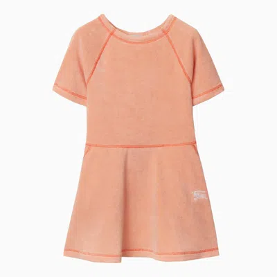 Burberry Kids' Coral-coloured Cotton-blend Terry Dress In Pink