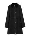Burberry Corduroy-collar Belted Cotton Coat In Black