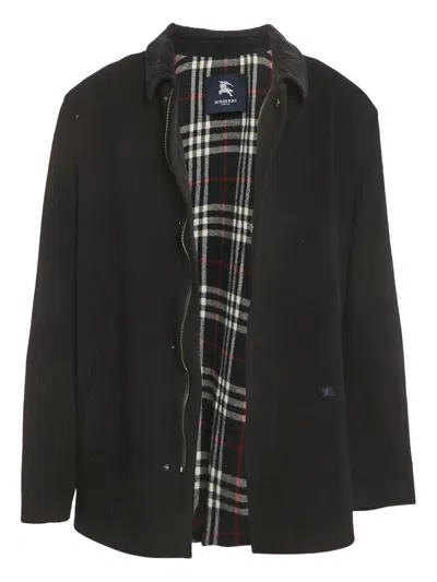 Pre-owned Burberry Corduroy-collar Coat In Black