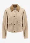 Burberry Beige Cropped Cotton Jacket In Sand