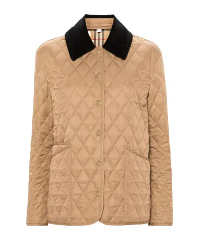 Burberry Long Sleeved Quilted Jacket In Nude