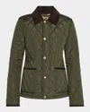 Burberry Corduroy-collar Quilted Jacket In Burgundy