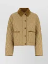 Burberry Oldham Beige Quilted Jacket With Corduroy Collar In Tech Fabric Woman